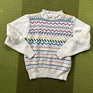 Vintage Geometric Cream & Pastel Sweater